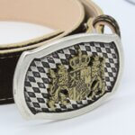 trachtenguertel mit bayernfahne Rauten braun hellbraun hirschleder