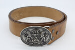 Gürtel für Trachtenlederhose Herren mit Bayern Wappen Vintage-Braun