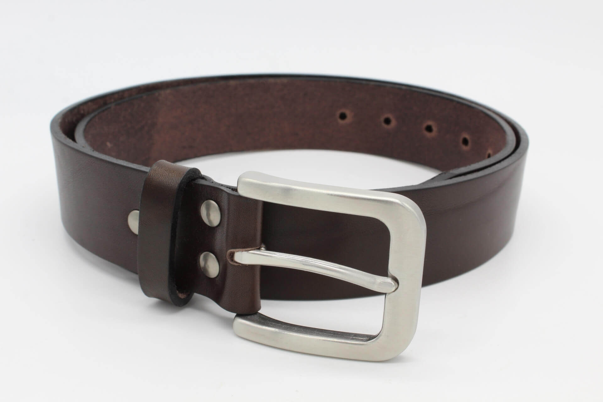 Ledergürtel mit Edelstahlschnalle braun 4 cm dunkelbraun Gürtel Schnalle Edelstahl
