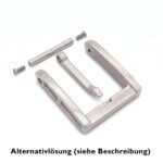 Gürtelschnalle Edelstahl + Lederstück, Schlaufe & Schraube