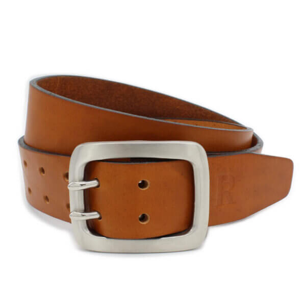 Gürtel braun Cognac Doppeldorn Stegschnalle Herren Ledergürtel