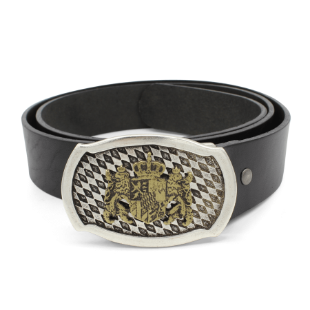 Trachtengürtel schwarz Herren Bayernwappen Gürtel für Lederhose Echtleder Lederhosengürtel